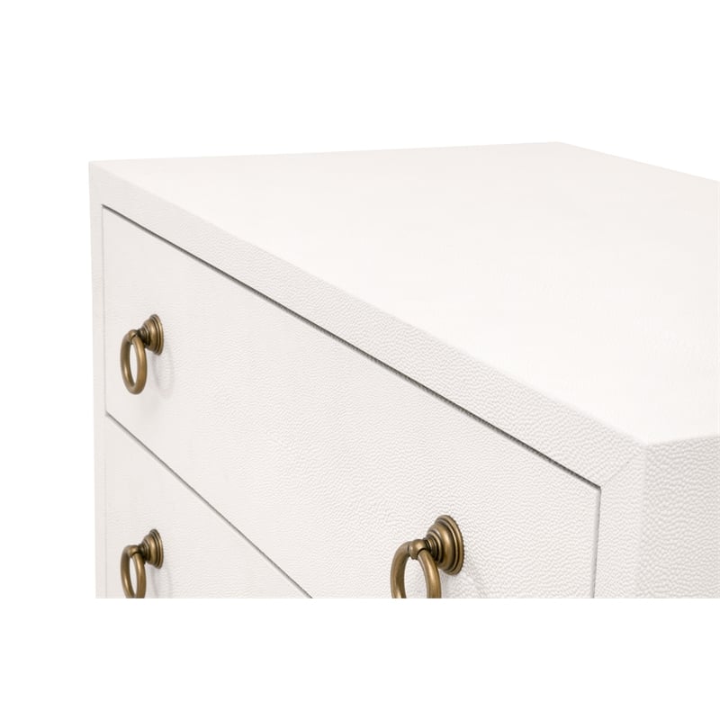 Strand Shagreen 2-Drawer Nightstand - Pearl Shagreen Resin and Brushed Gold