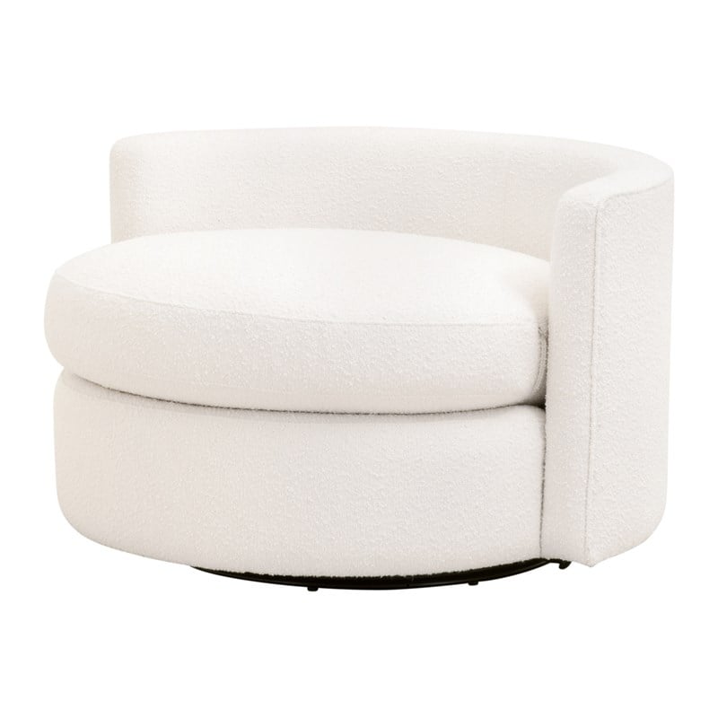 Lourne Petite Swivel Sofa Chair - LiveSmart Boucle-Snow White Fabric