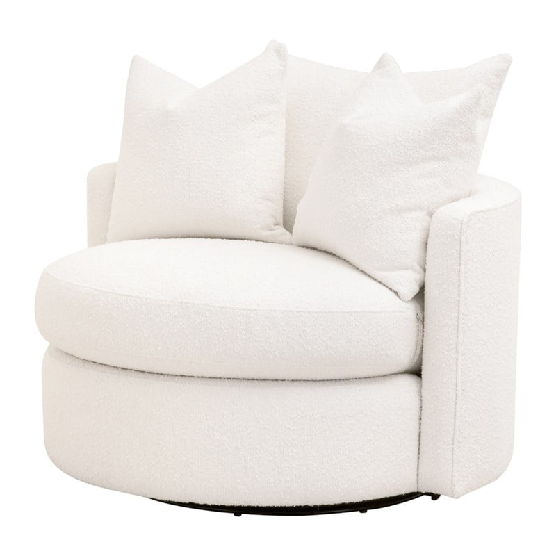 Lourne Petite Swivel Sofa Chair - LiveSmart Boucle-Snow White Fabric