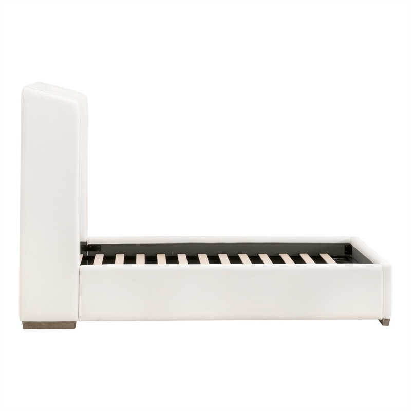 Stewart Twin Bed - LiveSmart Peyton-Pearl Fabric and Natural Gray Oak