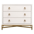 Strand Shagreen 3-Drawer Nightstand - Pearl Shagreen Resin and Brushed Gold