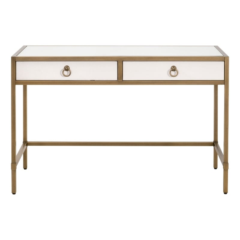 Strand Shagreen Desk - Pearl Shagreen Resin and Brushed Gold