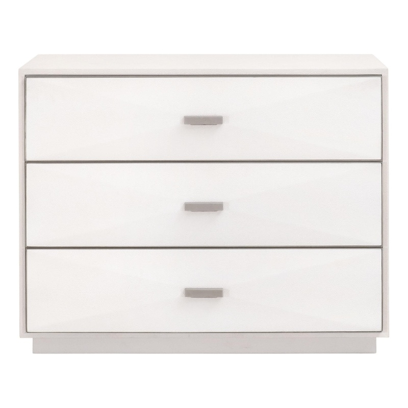 Wynn Shagreen 3-Drawer Nightstand - Pearl Shagreen Resin and Stainless Steel