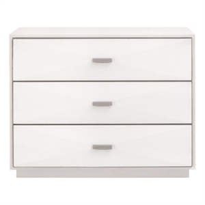 Wynn Shagreen 3-Drawer Nightstand - Pearl Shagreen Resin and Stainless Steel