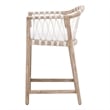 Pacific Counter Stool - Natural Gray Solid Wood with White Upholstery and Rope