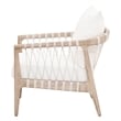 Pacific Club Chair - Natural Gray Solid Wood with White Upholstery and Rope