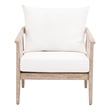 Pacific Club Chair - Natural Gray Solid Wood with White Upholstery and Rope