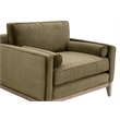 Parker Post Modern Sofa Chair - Olive Green Velvet and Natural Gray Oak