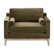 Parker Post Modern Sofa Chair - Olive Green Velvet and Natural Gray Oak