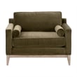 Parker Post Modern Sofa Chair - Olive Green Velvet and Natural Gray Oak
