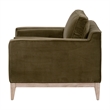 Parker Post Modern Sofa Chair - Olive Green Velvet and Natural Gray Oak