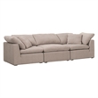 Sky Modular Ottoman - Performance Taupe Micro Boucle Fabric & Espresso