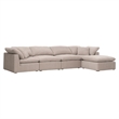 Sky Modular Ottoman - Performance Taupe Micro Boucle Fabric & Espresso