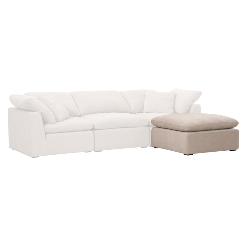Sky Modular Ottoman - Performance Taupe Micro Boucle Fabric & Espresso