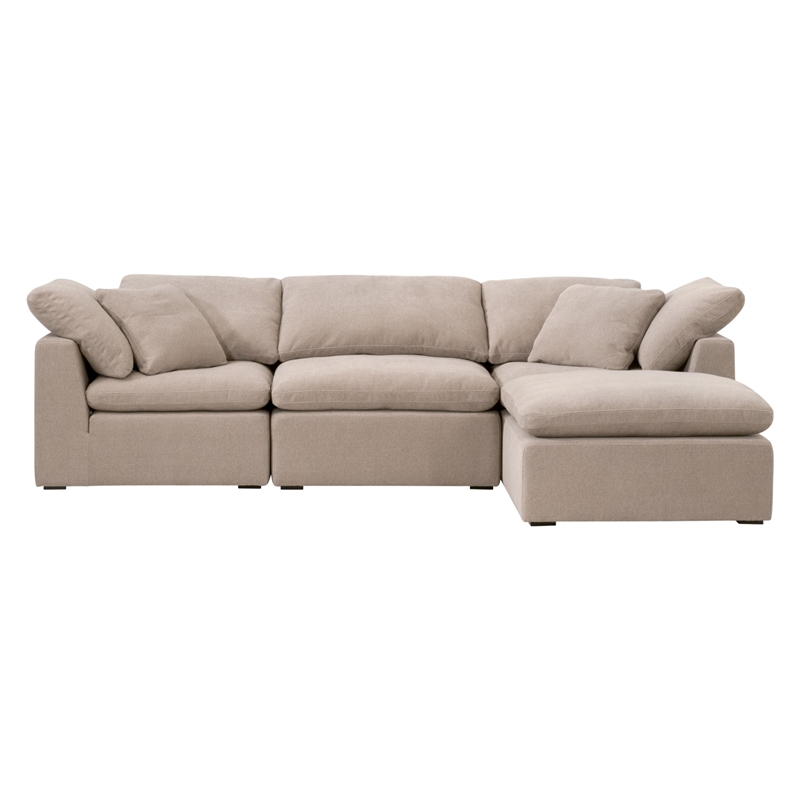 Sky Modular Ottoman - Performance Taupe Micro Boucle Fabric & Espresso