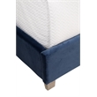 Chandler Queen Bed - Denim Blue Velvet and Natural Gray Oak