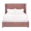 Balboa Queen Bed - Petal Pink Velvet and Natural Gray Oak