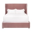 Balboa Queen Bed - Petal Pink Velvet and Natural Gray Oak