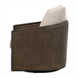McGuire Swivel Club Chair - Performance Beige Fabric with Matte Brown Oak & Cane