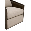 McGuire Swivel Club Chair - Performance Beige Fabric with Matte Brown Oak & Cane