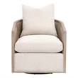 McGuire Swivel Club Chair - Performance Beige Fabric w/ Natural Gray Oak & Cane