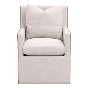 Harmony Arm Chair With Casters - Beige & Brown Fabric