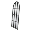 Grid Arched Mirror - Matte Black Solid Wood
