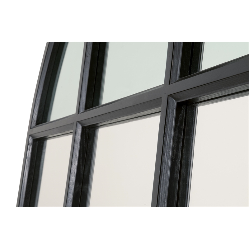 Grid Arched Mirror - Matte Black Solid Wood