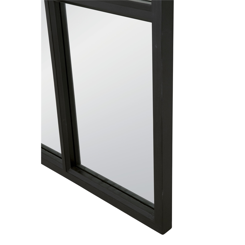 Grid Arched Mirror - Matte Black Solid Wood