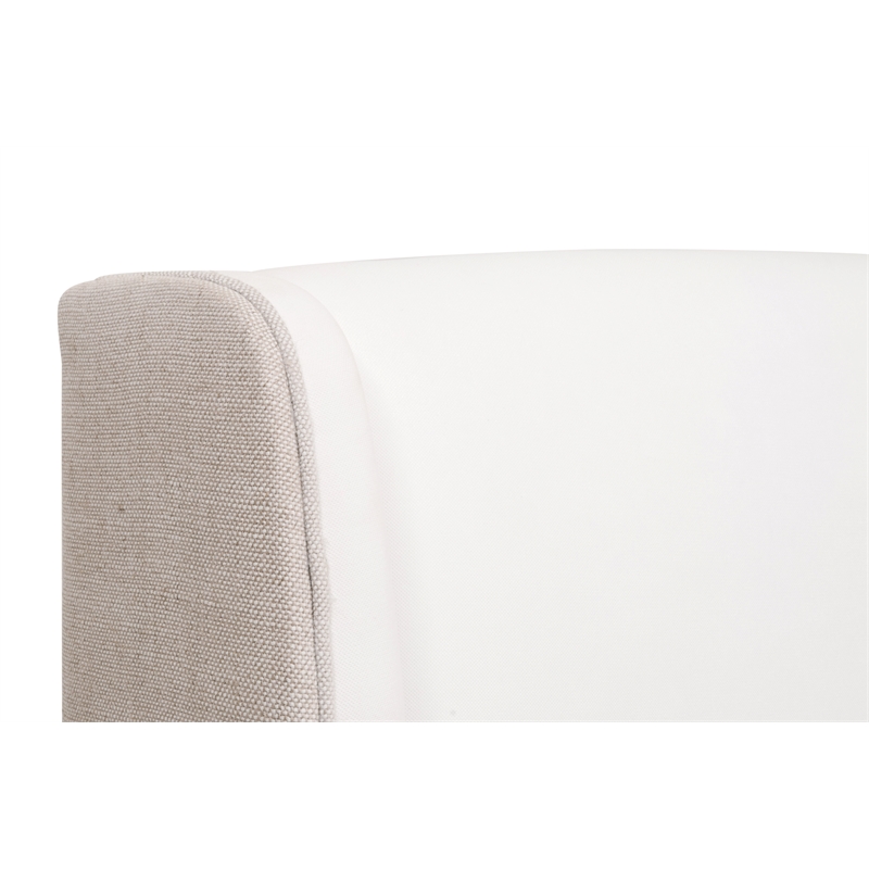 Sloan Queen Bed - White/Beige Fabric & Natural Gray Wood