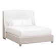 Sloan Cal King Bed - White/Beige Fabric & Natural Gray Wood