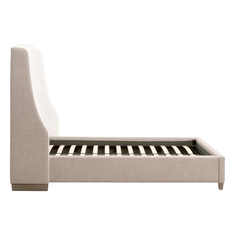 Sloan Cal King Bed - White/Beige Fabric & Natural Gray Wood