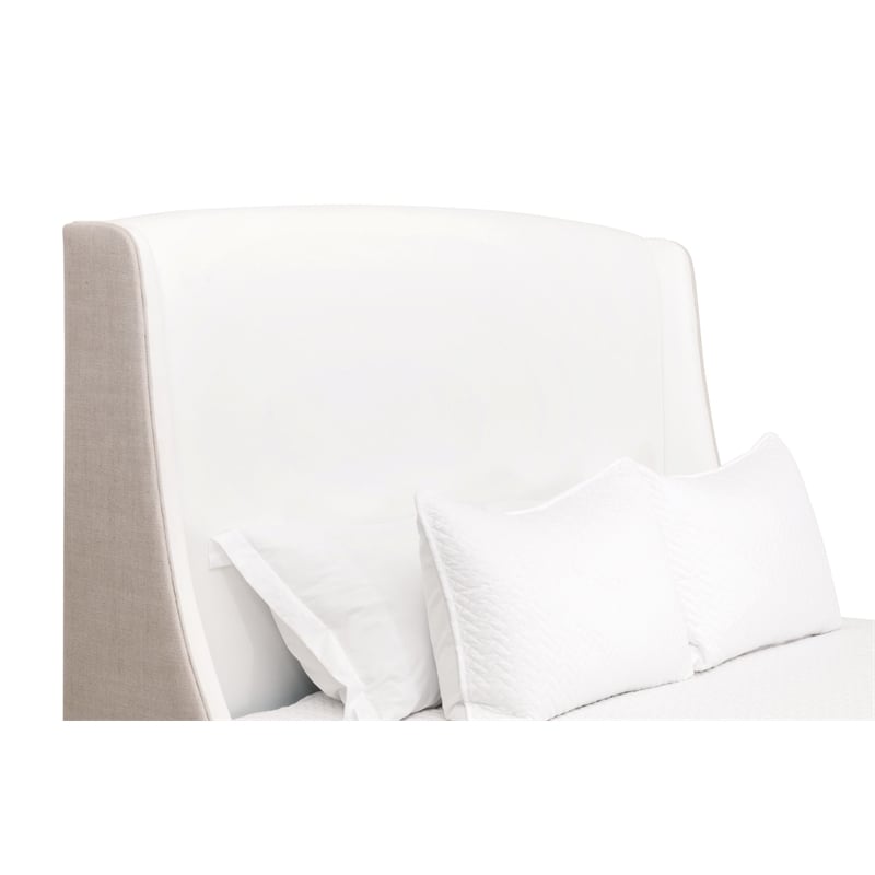 Sloan Standard King Bed - White/Beige Fabric & Natural Gray Wood