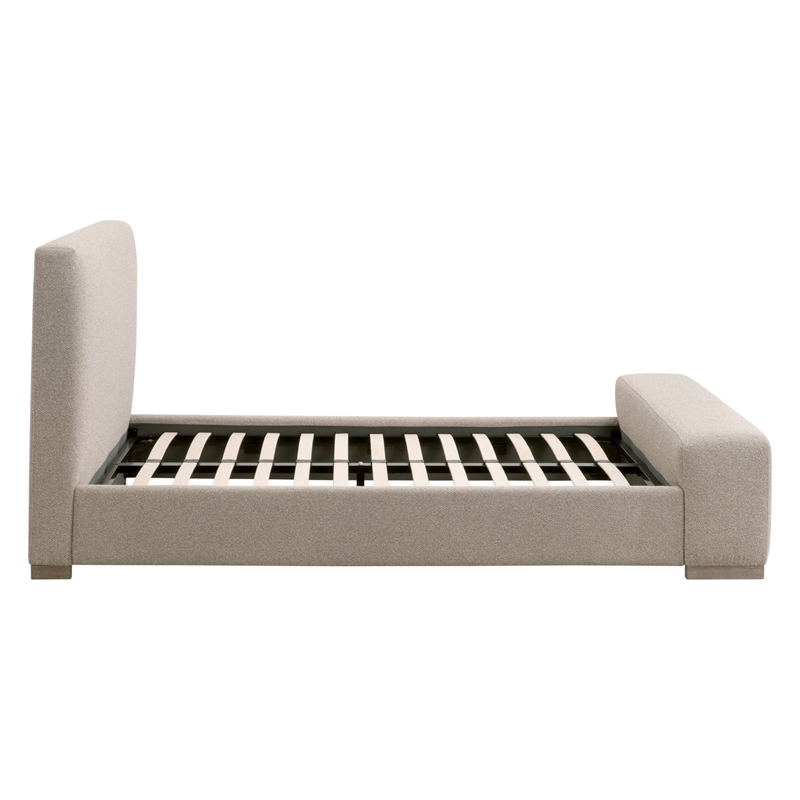 Warren Queen Bed - Taupe Fabric & Natural Gray Wood