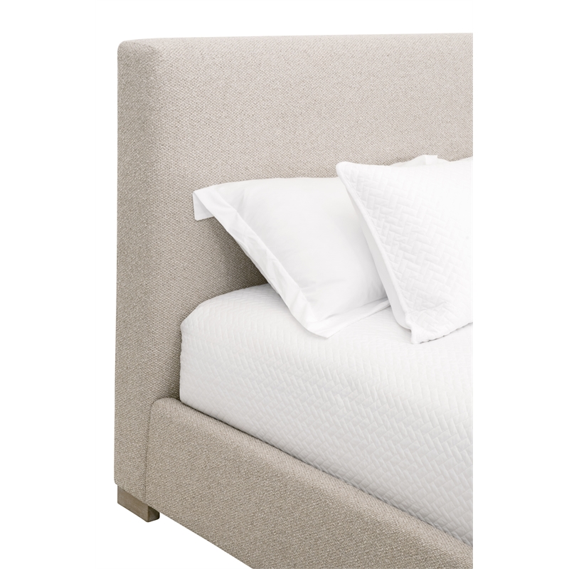 Warren Cal King Bed - Taupe Fabric & Natural Gray Wood