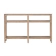 Emerie Narrow Console Table - Natural Beige Solid Wood & White Quartz