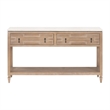 Emerie 2-Drawer Entry Console - Natural Beige Solid Wood & White Quartz