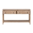Emerie 2-Drawer Entry Console - Natural Beige Solid Wood & White Quartz