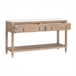 Emerie 2-Drawer Entry Console - Natural Beige Solid Wood & White Quartz