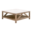 Spruce Square Coffee Table - Natural Beige Solid Wood & White Quartz