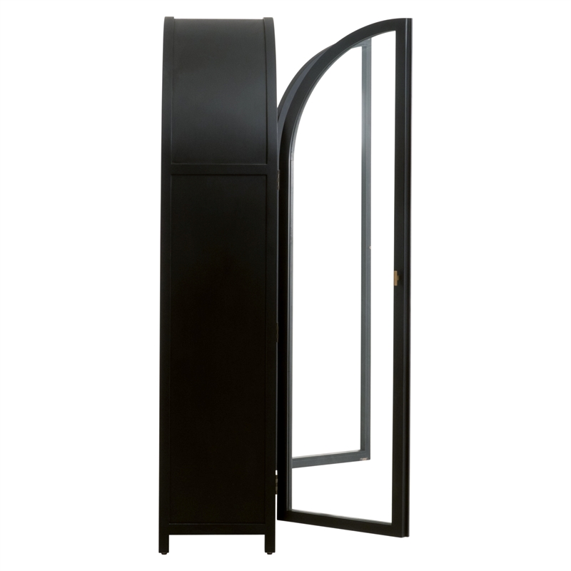 Toulouse Display Cabinet - Black Solid Wood & Natural Oak