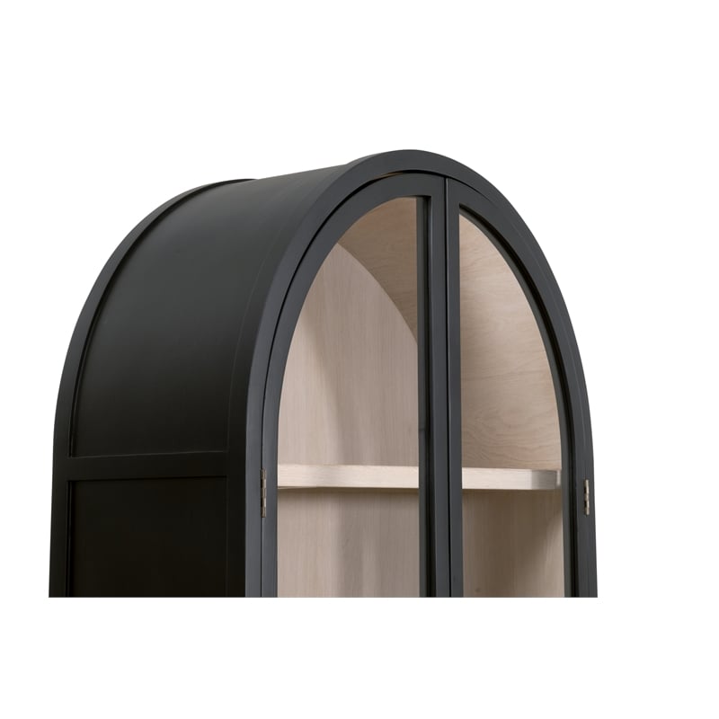 Toulouse Display Cabinet - Black Solid Wood & Natural Oak