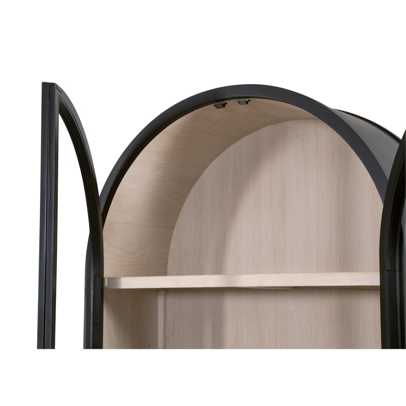 Toulouse Display Cabinet - Black Solid Wood & Natural Oak