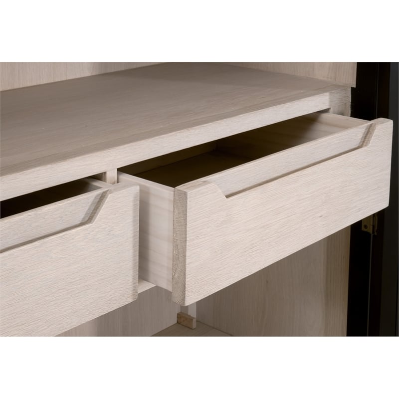 Toulouse Display Cabinet - Black Solid Wood & Natural Oak