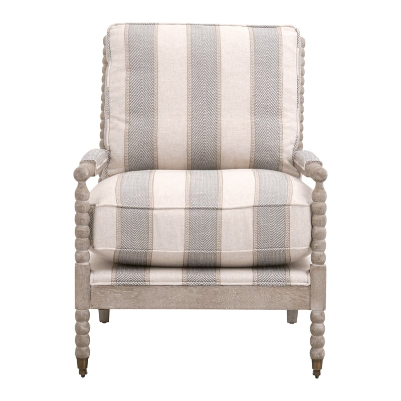 Rouleau Club Chair - Beige/Gray Fabric & Natural Gray Wood