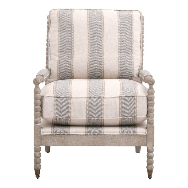 Rouleau Club Chair - Beige/Gray Fabric & Natural Gray Wood
