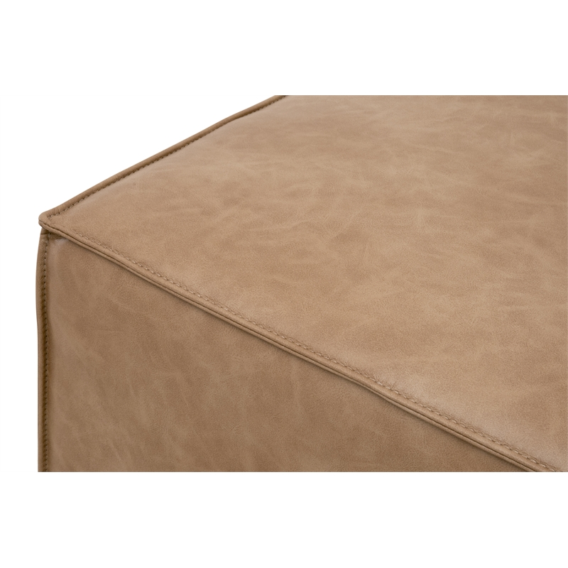 Knox Accent Cube - Brown Fabric With Flange Edge