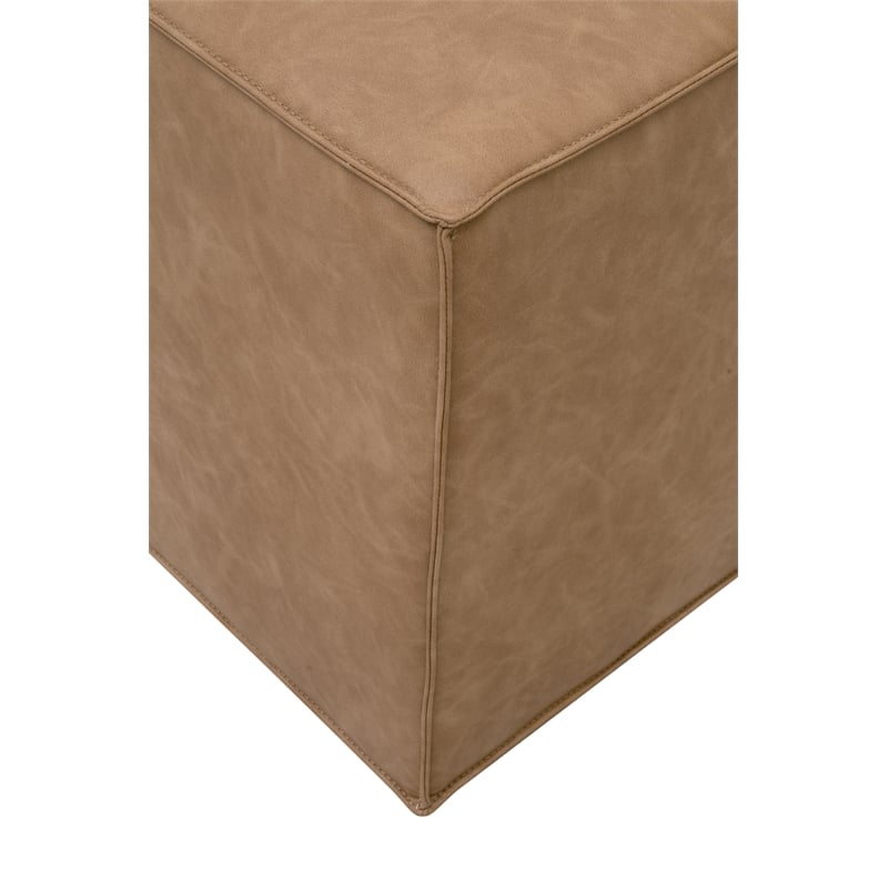 Knox Accent Cube - Brown Fabric With Flange Edge