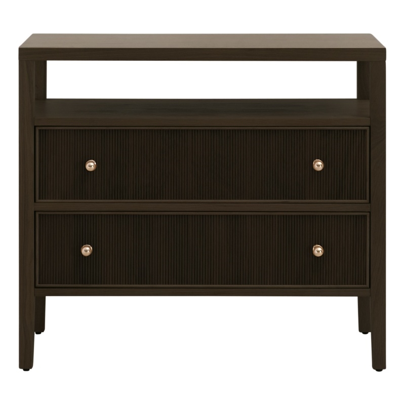 Essentials For Living Highland Open Shelf 2-Drawer Nightstand in Brown