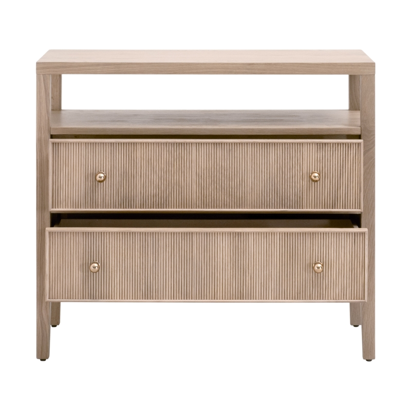 Essentials For Living Highland Open Shelf 2-Drawer Nightstand in Natural